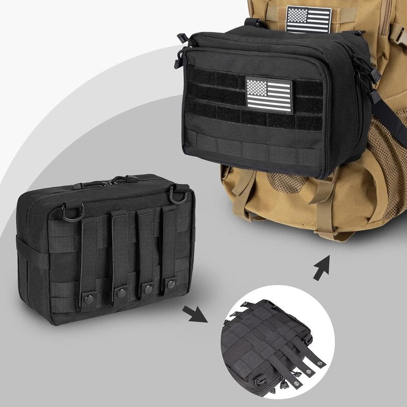 Tactical Molle Pouch - Large Utility Tool Organizer with Expandable Design | Includes Medical Pocket & U.S.A Patch