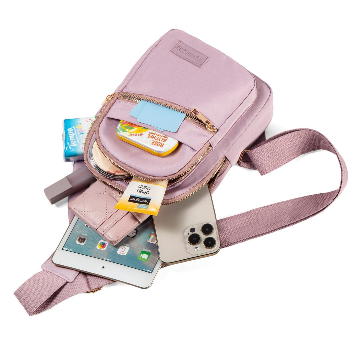 Cross Body Bag Sling Backpack Fanny Pack Small Crossbody Bags for Women Trendy - Black