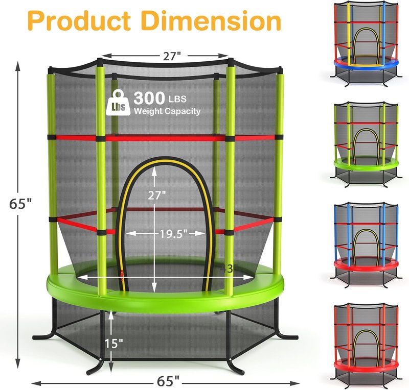 GYMAX Toddler Trampoline - 55” Kids Trampoline with Safety Enclosure Net & Seamless Jumping Mat | ASTM Approved for Indoor/Outdoor Fun