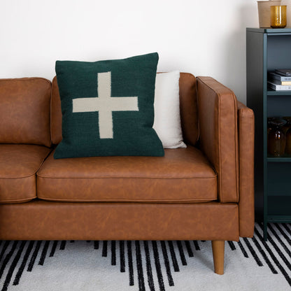 Creative Co-Op Swiss Cross Cotton Wool Throw Natural Pillow, std, Cream and Black
