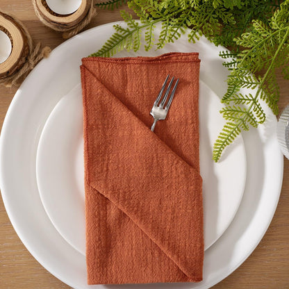 MLMW Fall Thanksgiving Cloth Napkins Set of 6 Terracotta Dinner Cotton Linen Napkins Bulk Washable 16.5"×16.5" for Wedding Party Baby Shower Bridal Shower Birthday