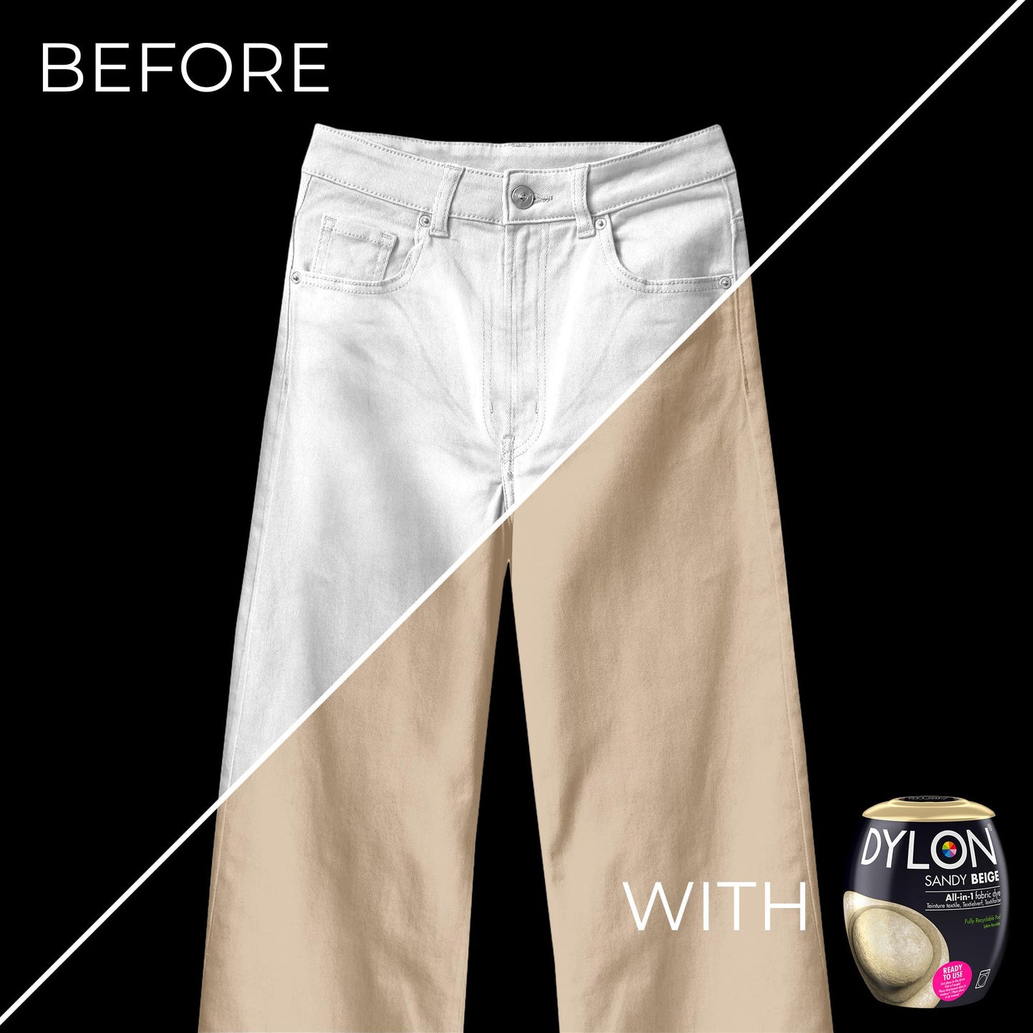 Dylon Washing Machine Fabric Dye Pod for Clothes & Soft Furnishings, 350g – Sandy Beige