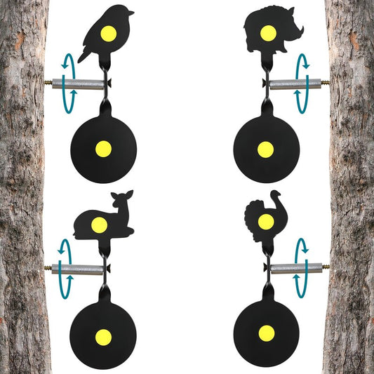 4-Pack Spinner Shooting Targets Auto Reset Steel Resetting Gun Target Heavy Metal Steel Spinning Target for Shooting (Animals - Group 1)