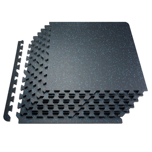 VEVOR 0.56Inch 24sq.ft 6 Tiles Gym Flooring for Home Gym, Rubber Top with High Density EVA Foam, 25 x 25In Gym Floor Exercise Equipment Mats, Interlocking Gym Mats, Puzzle Workout Mats, Black & Blue