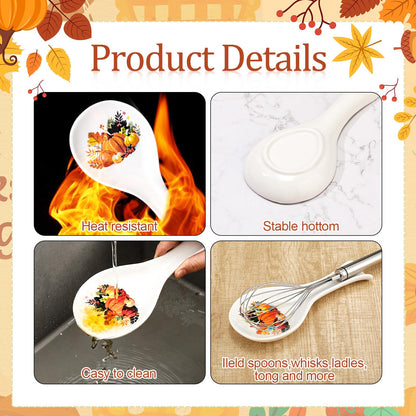 Pumpkin Spoon Rest Holder for Stove Top Fall Halloween Thanksgiving Ceramic Utensil Spoon Holder Decoration for Autumn Kitchen Accessories Christmas Housewarming Gift Funny Decoration for Coffee Bar