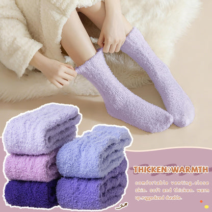 WEVIAS Womens Fuzzy Socks Slipper Fluffy Comfy Cozy Winter Soft Warm Fleece Cabin Plush Sleep Socks (Purple Series)