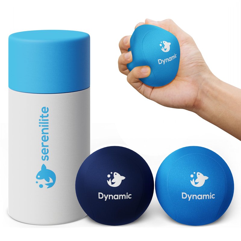 Serenilite Stress Balls for Adults & All Ages - Dynamic Resistance Squeeze Balls - 2 Pack Hand Exercisers for Therapy & Grip Strengthening