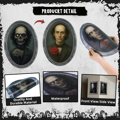 Garma Halloween Decorations Indoor, 3D Changing Face Moving Portrait Pictures Frames for Scary Halloween Haunted Mansion House Decor Wall Decoration- 6 Pack