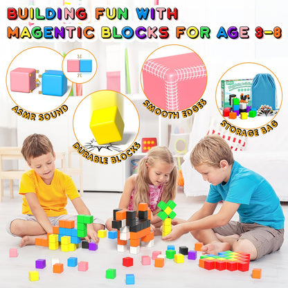 42PCS Magnetic Blocks, Gifts for 3 4 5 6 Year Old, Magnet Building Blocks for Toddlers, Girls & Boys, Sensory - Montessori - Autism - Magnetic Toys for Kids Ages 3-5 4-8