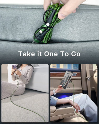 4 in 1 Charging Cable, USB C Lightning Adapter USB C to USB C 60W PD [Fast Charging & Data Sync] 4 in 1 Multi Charger for iPhone 16 15 14 13 12,MacBook Pro 2023 iPad mini 6/Pro,Samsung Galaxy S22 S21