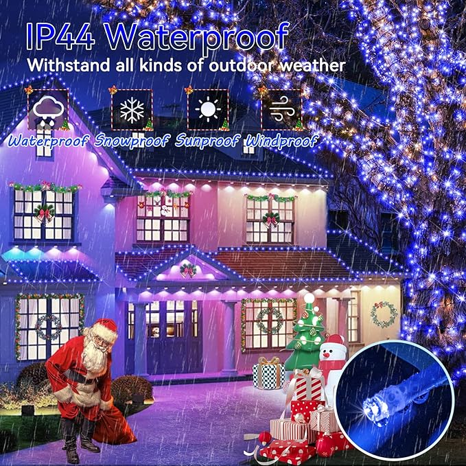 Hezbjiti Christmas String Lights Outdoor, 1000 LED 394ft 8 Lighting Modes Christmas Fairy Lights with Remote and Timer for Home, Birthday, Wedding, Party, Tree Decorations (1000 LED, Blue)