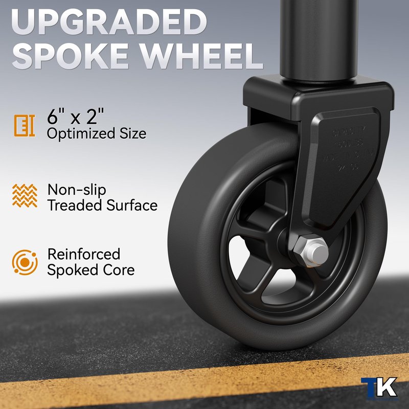 TOWKING Upgraded Spoke Wheel Trailer Jack, 10" Vertical Movement, 1500 lbs, for RV, Boat, Trailer and More, Black