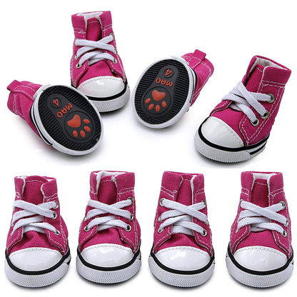 abcGoodefg Pet Dog Puppy Canvas Sport Shoes Sneaker Boots, Outdoor Nonslip Causal Shoes Rubber Sole Soft Cotton Inner Fabric Shoes for Small Dog (#2(1.331.73), Pink)