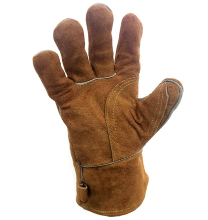 Cosystove Genuine Full Leather Heavy Duty Heat Resistant Gloves for Woodburner, Multi-Fuel Stoves Heavy Duty Safety Gauntlet Also for BBQs Pizza Ovens