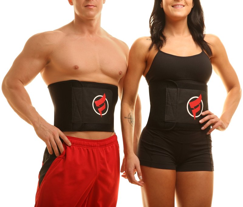 Fitru Waist Trimmer Sauna Ab Belt for Women & Men - Waist Trainer Stomach Wrap Black