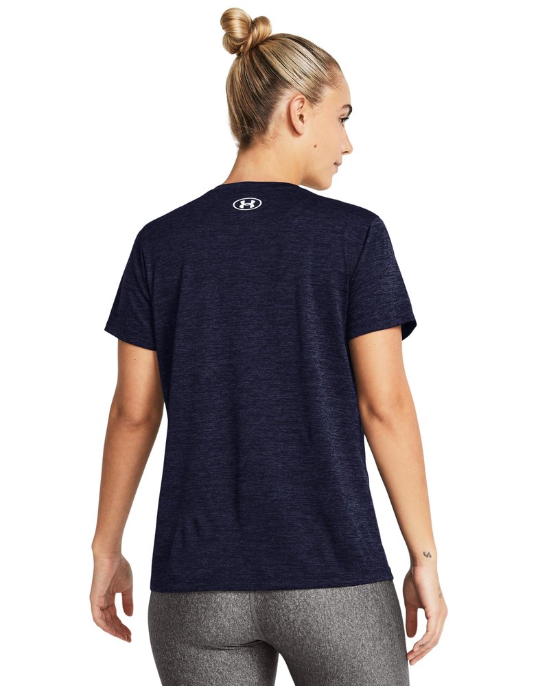 Under Armour Womens Tech Twist Short Sleeve V Neck, (410) Midnight Navy / / White, Large