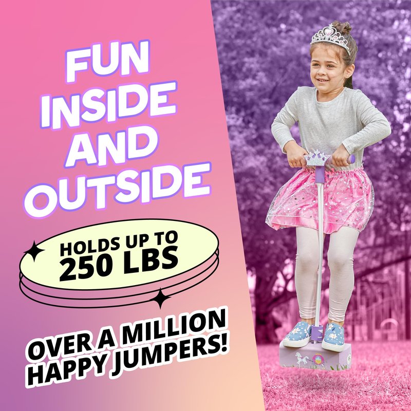 Flybar My First Foam Pogo Jumper for Kids Fun and Safe Pogo Stick for Toddlers, Durable Foam and Bungee Jumper for Ages 3 and up, Supports up to 250lbs (Pink Princess), Large