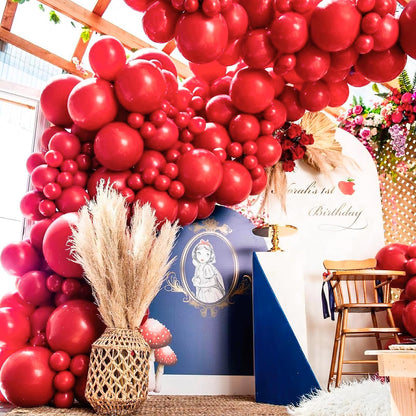 PartyWoo Red Balloons 140 pcs Different Sizes of 18 12 10 5 Inch Red Balloon Arch Kit Garland for Birthday Graduation Bachelorette Citizenship Anniversary Cherry Casino Theme Party Decorations Red-Y57