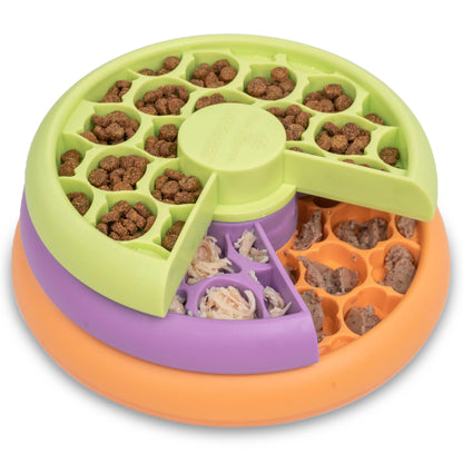 Catstages Kitty Lickin' Layers 3-Tier Interactive Cat Slow Feeder Treat Puzzle Toy, Dry or Wet Food, Mental Stimulation, Foraging, 6.6 inches, 80+ Compartments