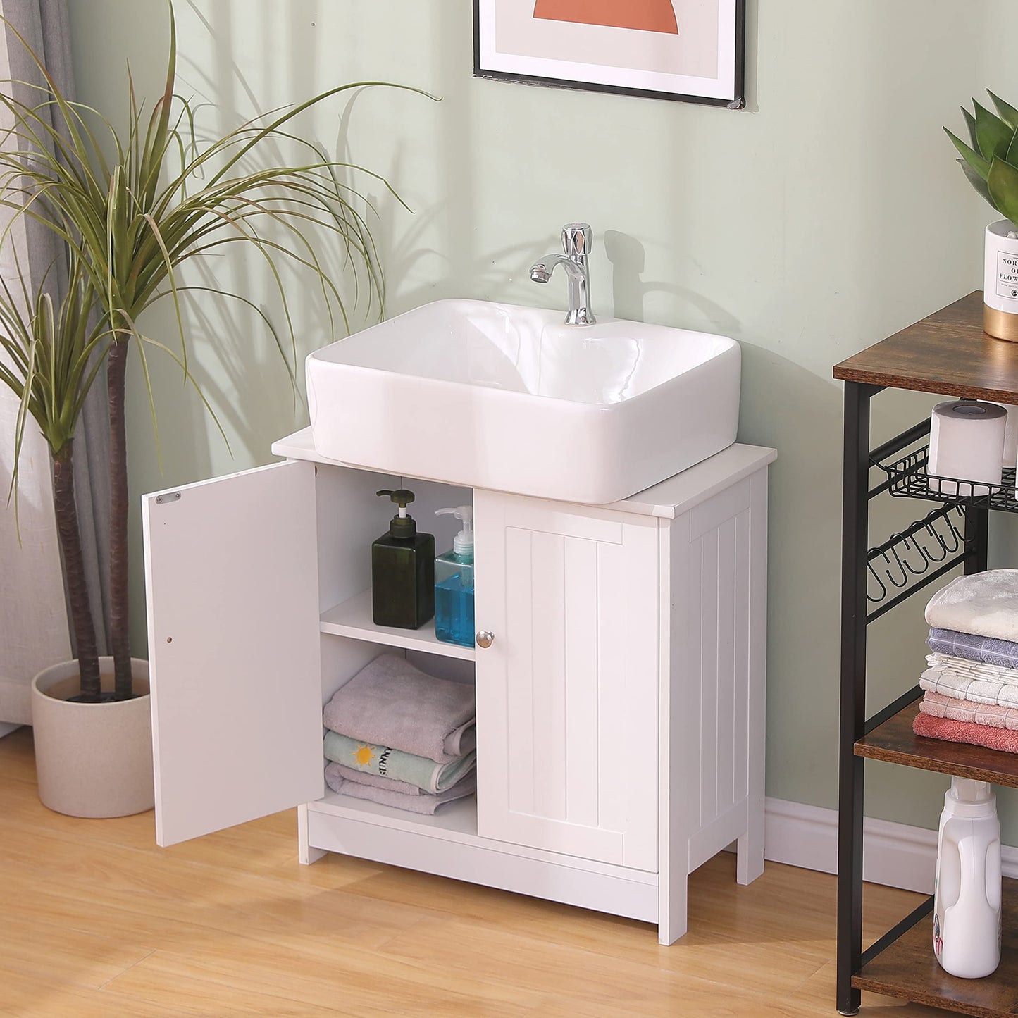 AVC Designs Bathroom Sink Cabinet Under Basin Unit Cupboard Storage Furniture White