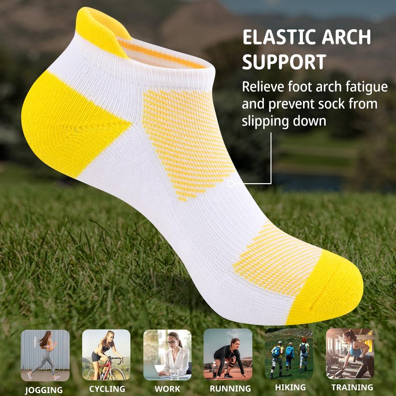 Heatuff Womens Low Cut Ankle Athletic Socks Cushioned Running Performance Breathable Tab Sock (6 Pairs)