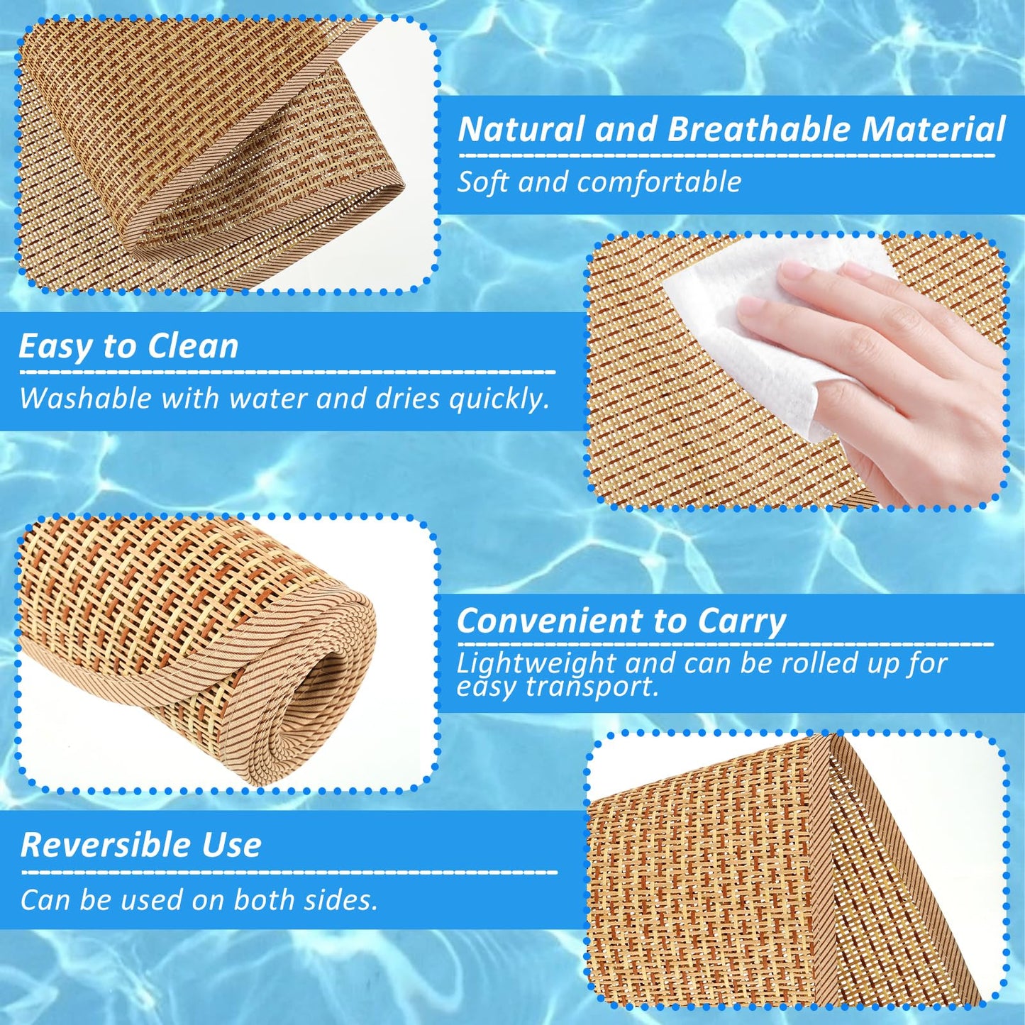 Sibosen 4 Packs Straw Beach Mat 20 * 70 inch Waterproof Non Slip Straw Mat Foldable Lightweight Picnic Mat for Camping Sunbathing Picnic Floor Yoga