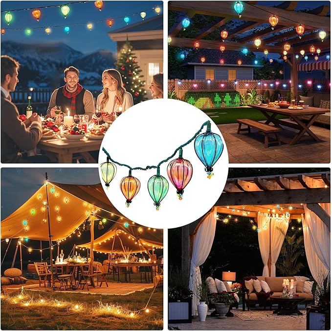 11FT Multicolor String Lights with 10 Bulbs, Colored Backyard Patio Lights String Lights, Hanging Indoor/Outdoor UL Listed for Bistro Wedding Party Bedroom Decor, 2PCS