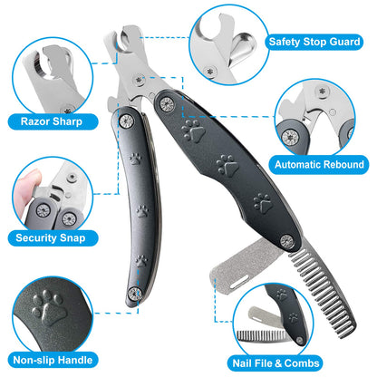 Best Dog Nail Trimmer for Anxiety Sensitive Dog, Quiet Sharpest Smoothest Dog Nail Clippers for X Large Medium Small Size Breed, Heavy Duty Metal Dog Nail Grinder for All Dogs with Thick Toenail