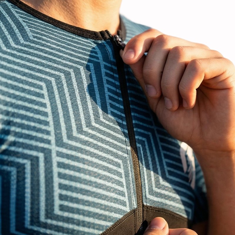 SLS3 Triathlon Suits Mens - Aerodynamic Sleeved Tri Suit Men – Lightweight Trisuit with Premium FX Fabrics - 2 Pockets (Carbon Teal, Small)
