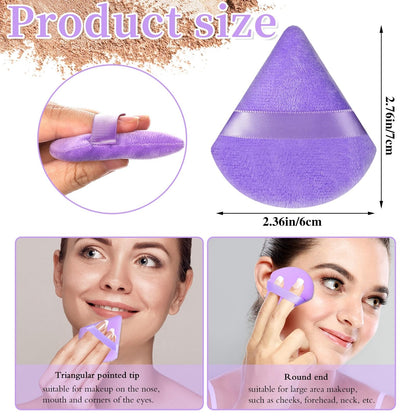 Pimoys 6 Pieces Powder Puff Face Makeup Sponge Soft Velour Triangle Powder Puffs Beauty Sponge Stocking Stuffers for Loose Powder (Black, Pink)