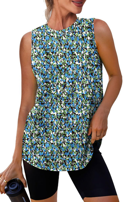 XIEERDUO Workout Tank Tops for Women Sleeveless Running Shirts Activewear Gym Yoga Floral Tops L