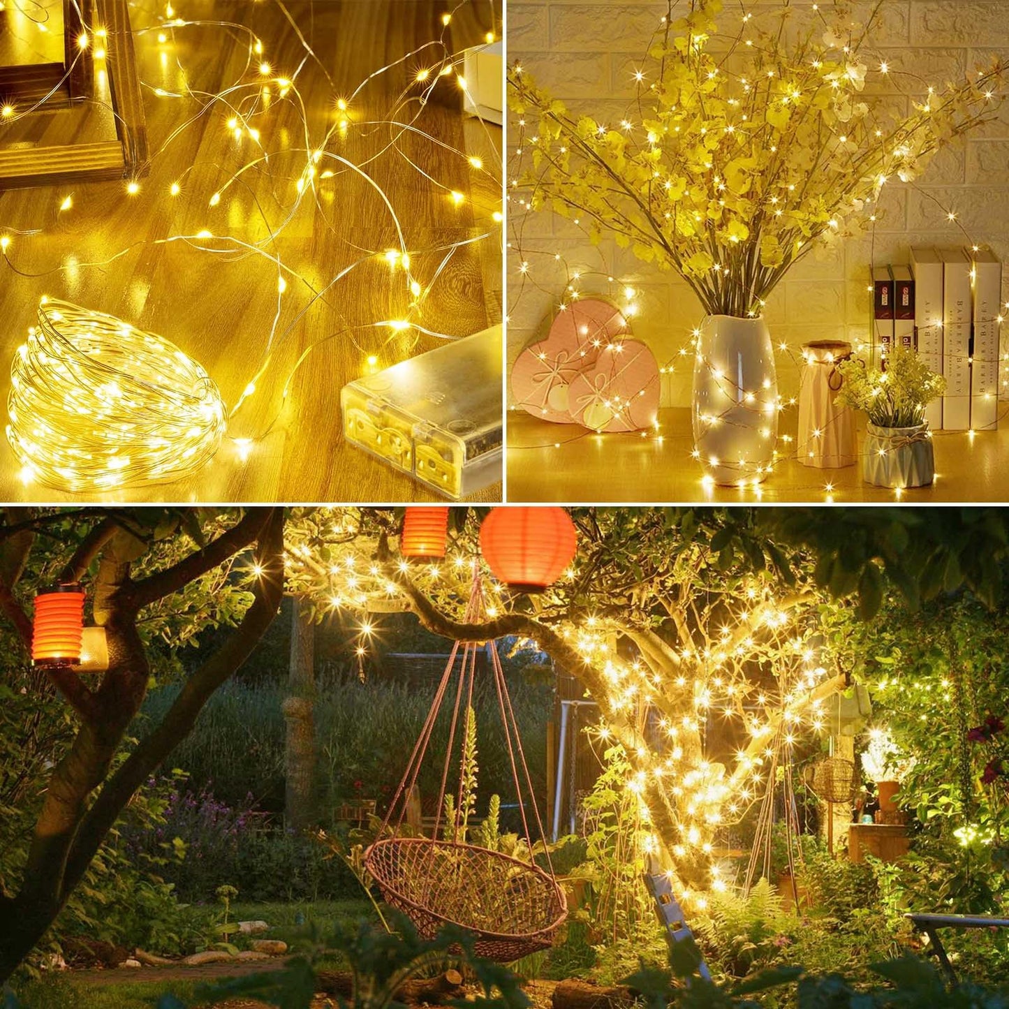 4Pack 80FT 240LED Christmas Fairy Lights Battery Operated with Remote & Timer | 8 Modes Twinkle String Lights Battery Powered Indoor Outdoor Waterproof for Bedroom Wedding Christmas Décor
