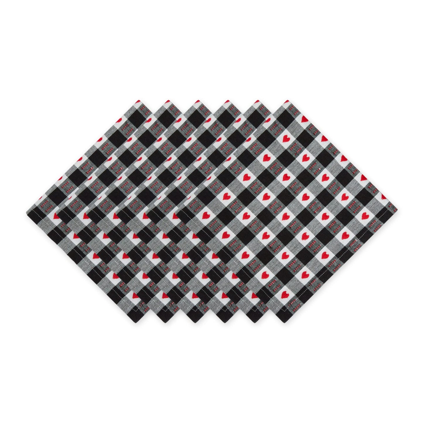 DII Valentine's Day Collection, Napkin Set, 20x20, Dobby Hearts Check