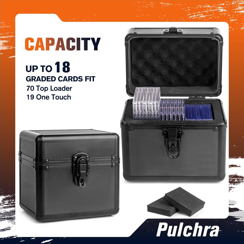 Pulchra Graded Card Storage Box, Top Loaders Case, Sports Trading Box, Slab PSA MTG CSG SGC Magnetic Holder, Carrying Collector Storage Boxes