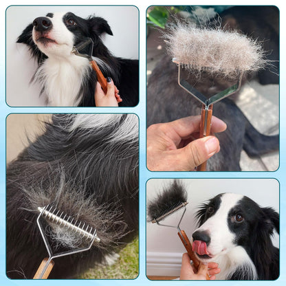 onebarleycorn coat king undercoat rake dog grooming comb,dog brushes for Shedding Stripping Brush Pet Dematting Comb for Dogs and Cats(14-Blades-L)