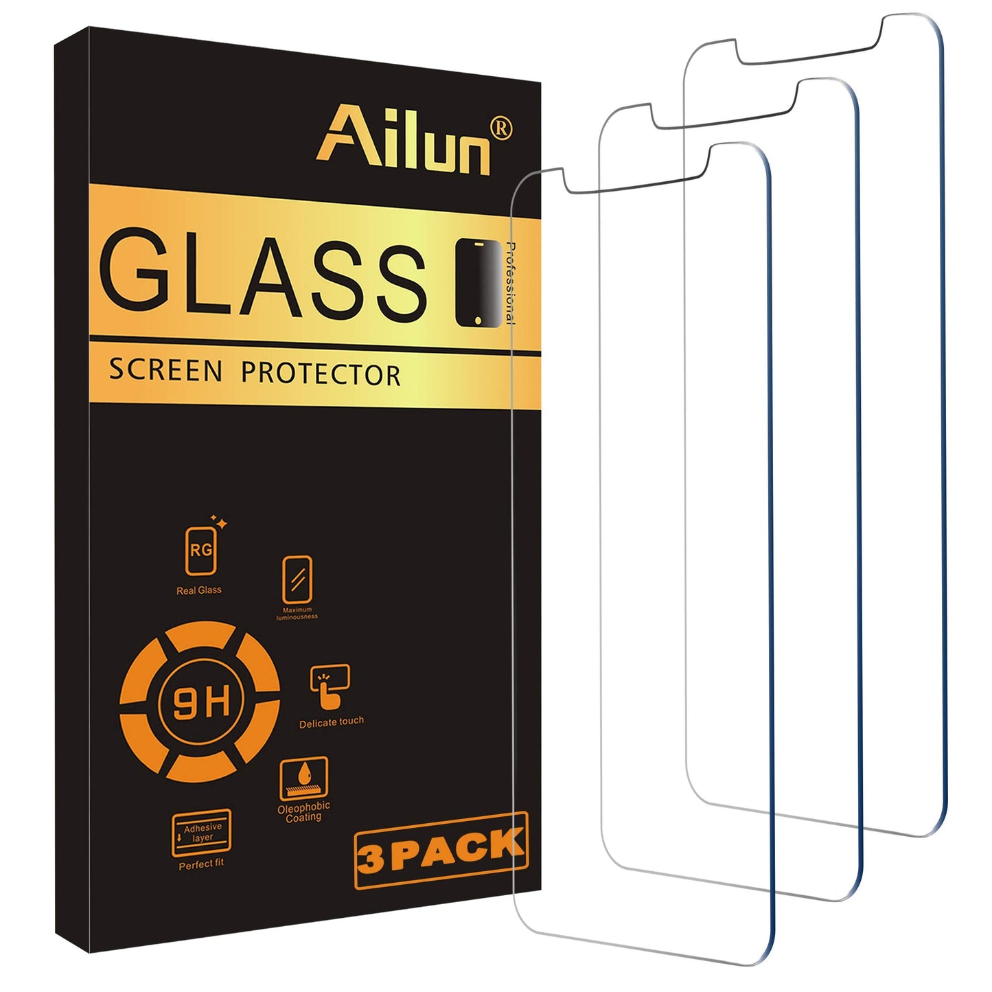 Ailun Screen Protector for iPhone 16 / iPhone 15 / iPhone 15 Pro [6.1 Inch] Display 3 Pack Tempered Glass, Dynamic Island Compatible, Case Friendly [Not for iPhone 16 Pro 6.3 Inch].