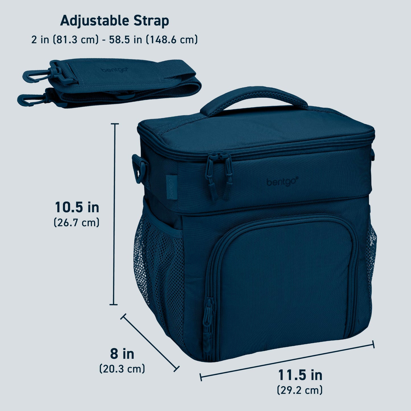 Bentgo Prep Deluxe Insulated Multimeal Bag - Lunch Box Bag, Holds 5 Meals, Premium Insulation up to 8 Hrs, Durable, Water-Resistant - Large Capacity For Adult Meal Prep (Navy Blue)