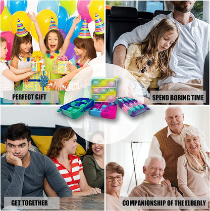 12 pcs Random Color Mini Squeeze Pop Bubble Fidget Sensory Toys, Mini Keychain Wrap Small Relieve Anxiety Stress Toy, Pop Bulk Silicone Classroom Prize for Kids Adult Party Gift