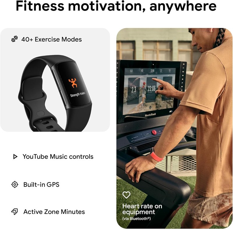 Fitbit Charge 6 Fitness Tracker - Heart Rate Monitor & GPS | Obsidian Color