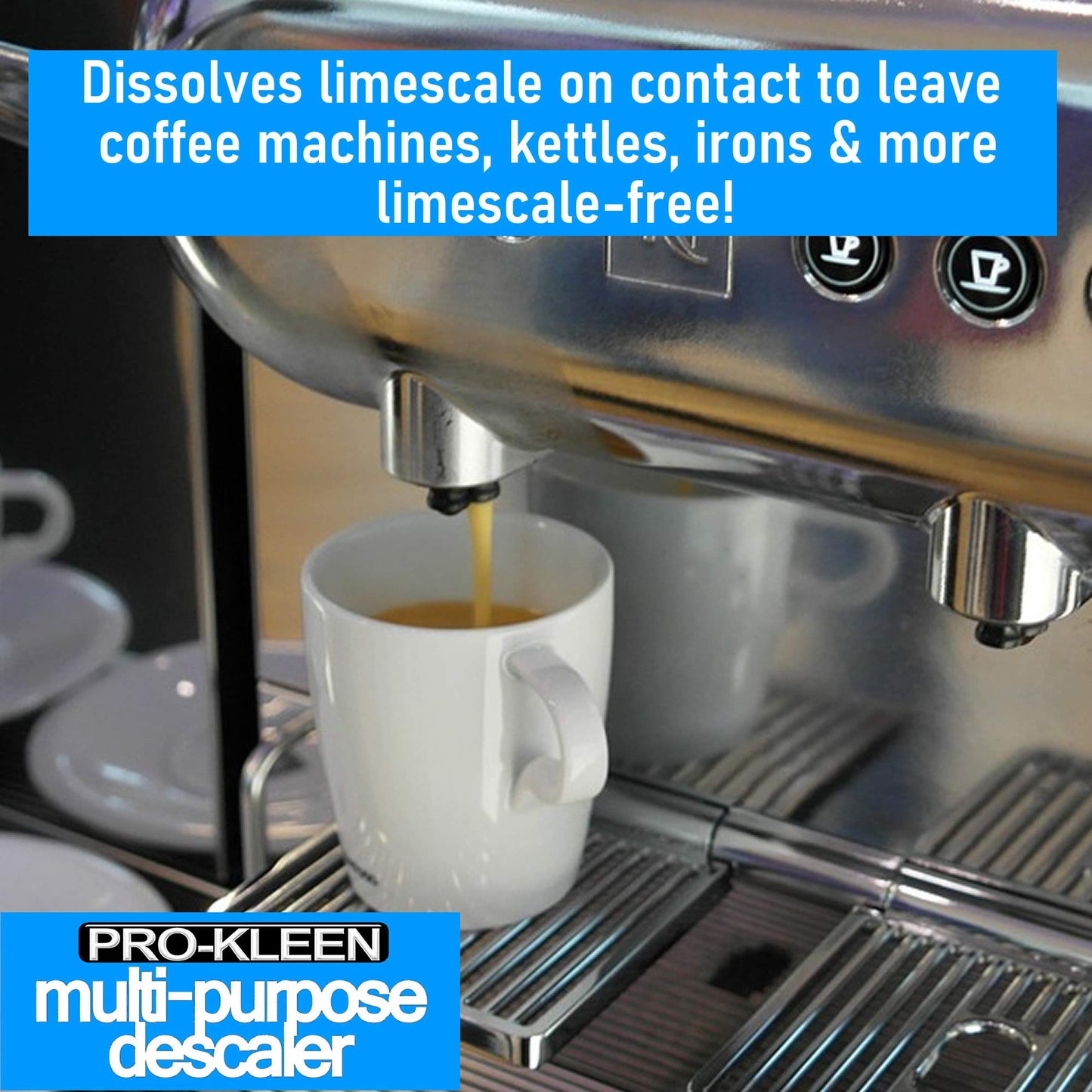 Pro-Kleen Descaler Liquid Multi-Purpose Descaler, Fast-Acting Concentrate & Dissolves Limescale, Optimises Performance & Prolongs Life of Coffee Machine, Kettle, Iron, Shower heads, Taps and More 5L