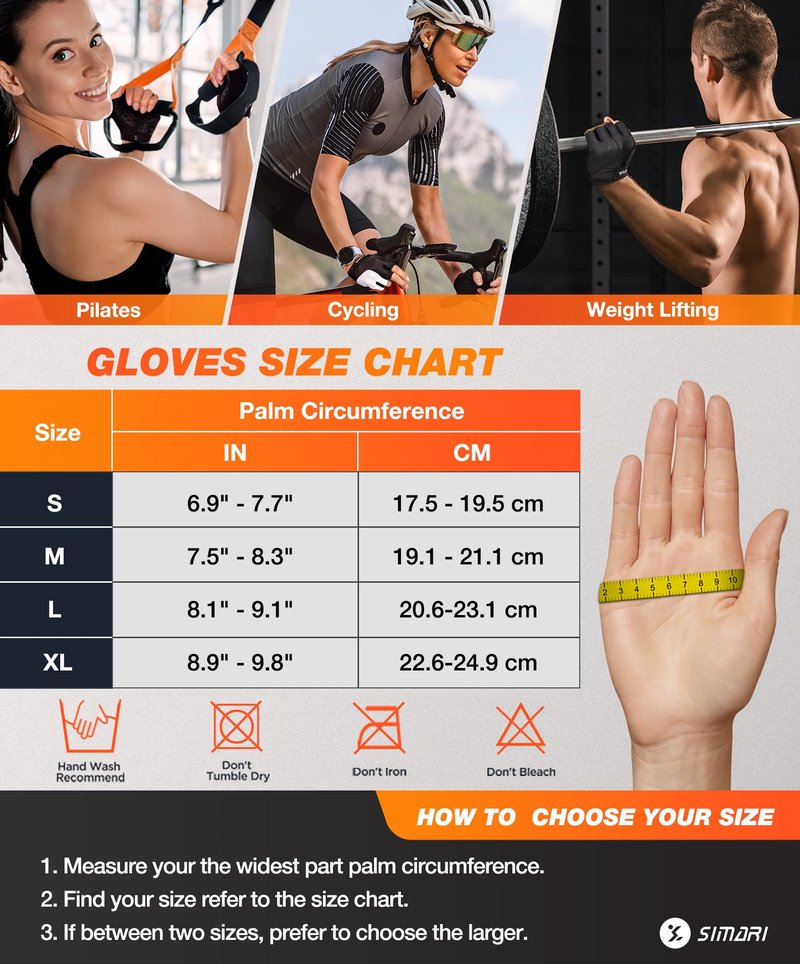 SIMARI Gel Pad Cycling Gloves with Cushion/Grip/Breathable, Workout Bike Gloves for Men Women Biking, Mountain Biking, Fitness, Gym Exercise, Weight Lifting Training, Yoga, Pilates (Cyan, M)