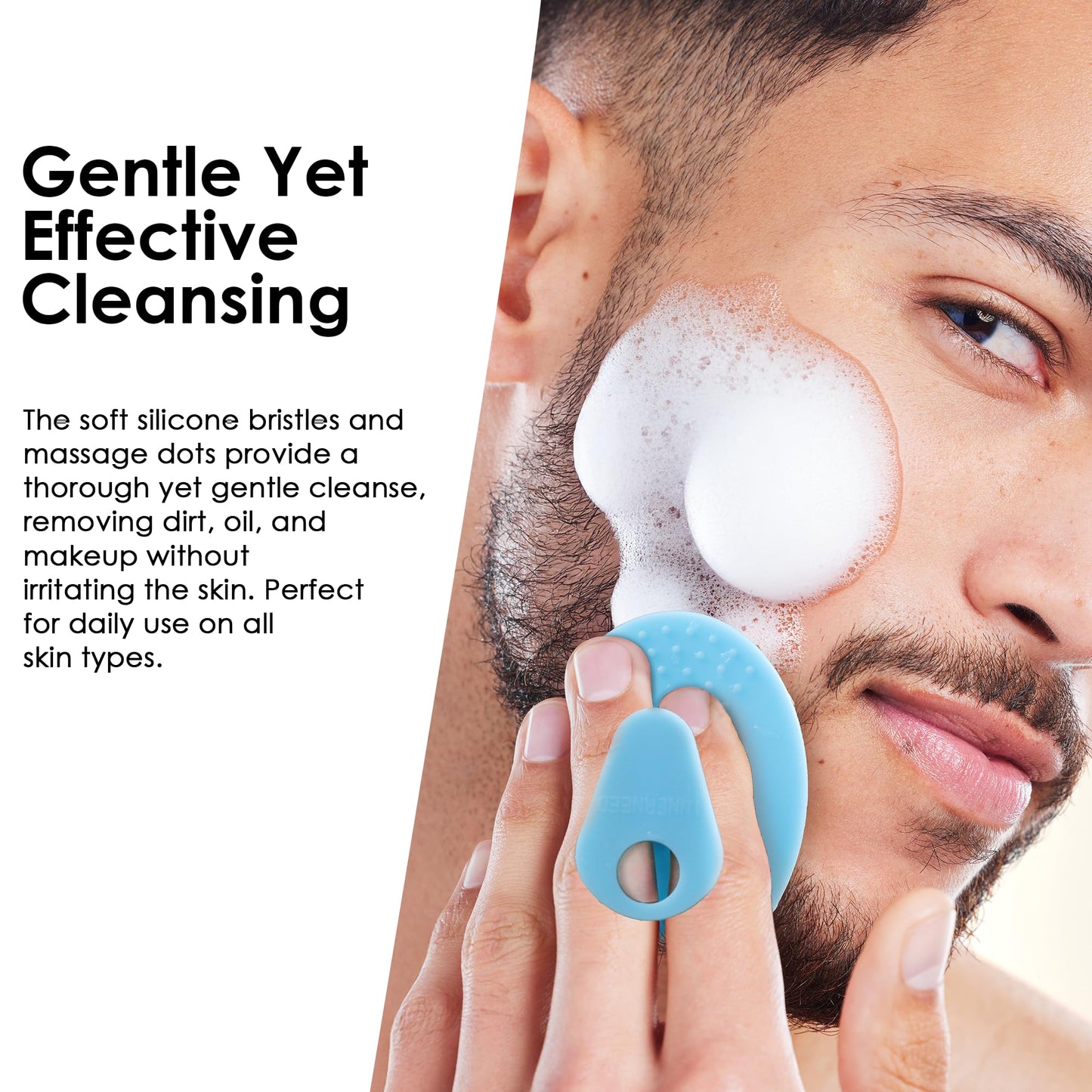 INNERNEED Super Soft Silicone Face Cleanser and Massager Brush Manual Facial Cleansing Scrubber Handheld Wash Pad for Sensitive, Delicate, Dry Skin (Pack of 4)