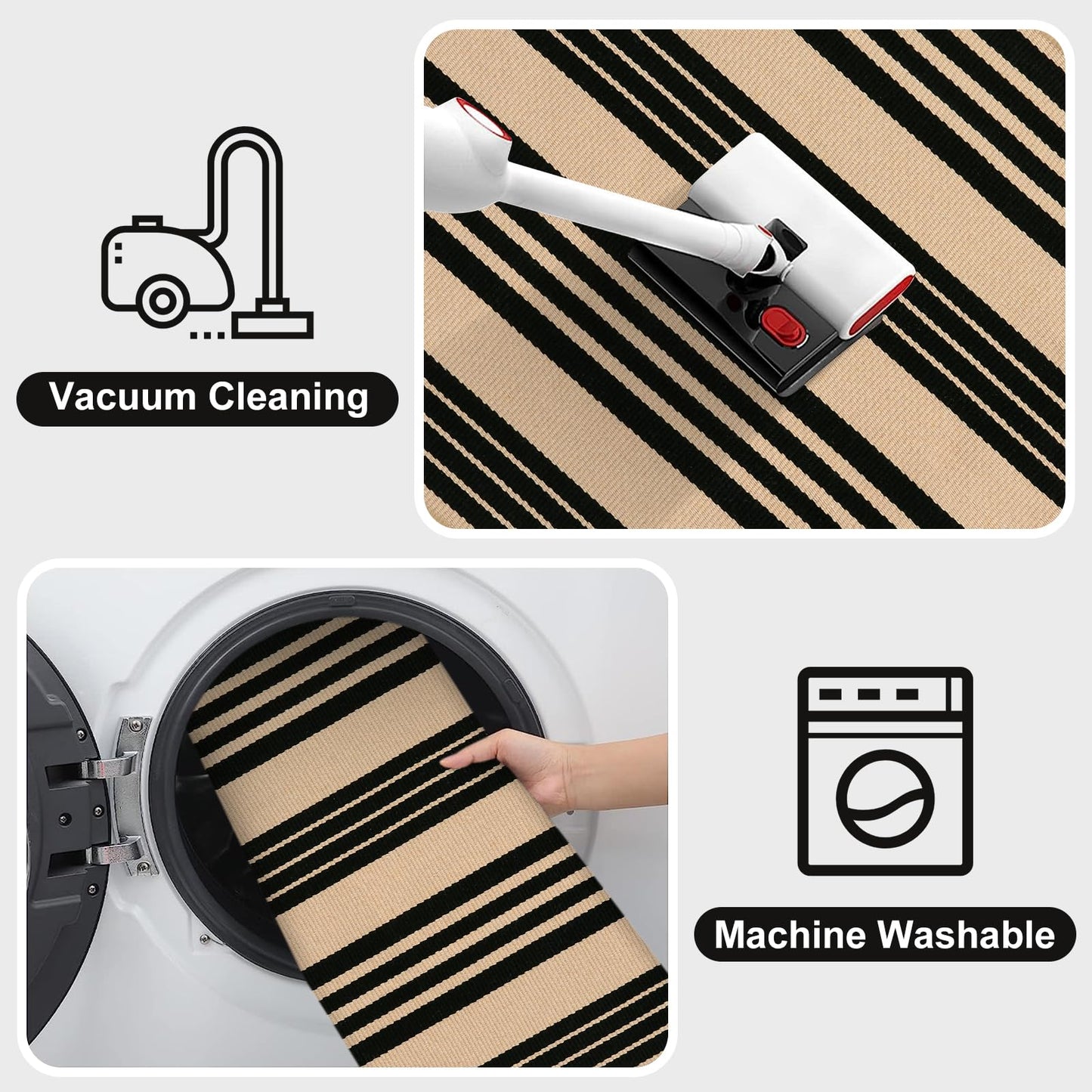 OJIA Fall Front Door Mat Outdoor 24''x35'' Washable Front Door Rug Entry Rug Indoor Outdoor Rugs Halloween Doormat Cotton Woven Striped Small Area Rugs for Porch/Bathroom/Farmhouse/Home Entrance