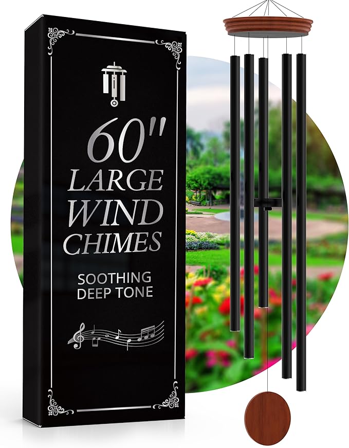 Extra Large Outdoor Wind Chimes 60" (Deep Tone, Weather Resistant)