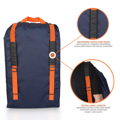 Huckaboo Car Seat Travel Bag - Strong Non Rip Nylon Car Seat Bag For Child Seats, Navy