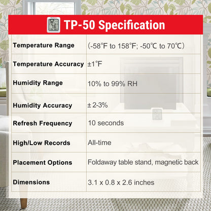 ThermoPro TP50 Digital Hygrometer Indoor Thermometer Room Thermometer and Humidity Gauge with Temperature Humidity Monitor
