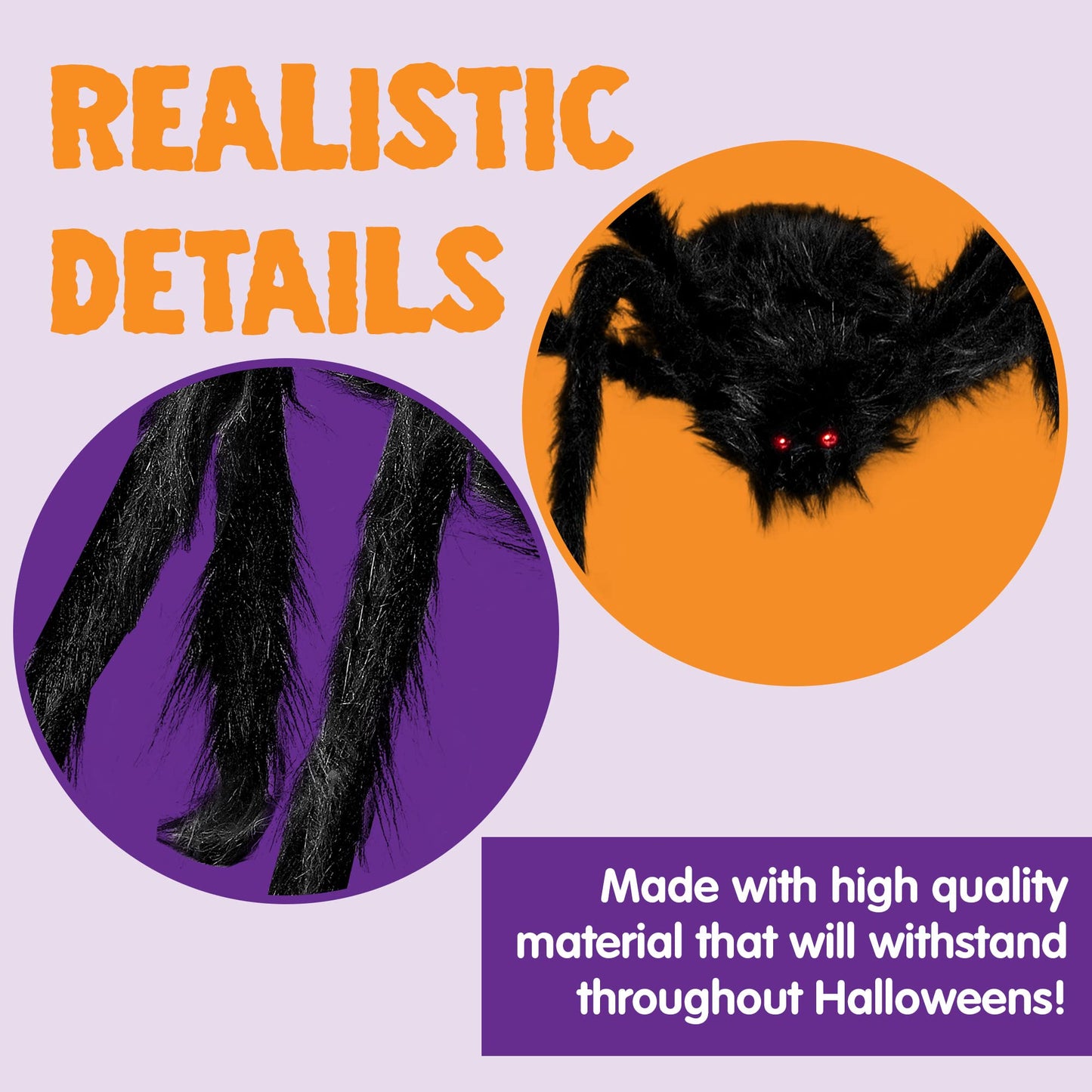 JOYIN 2 Pack 4 Ft Halloween Spider Decorations Outdoor, Scary Large Giant Spiders with Adjustable Legs for Halloween Outside Decor, Yard Lawn Indoor Haunted House Props