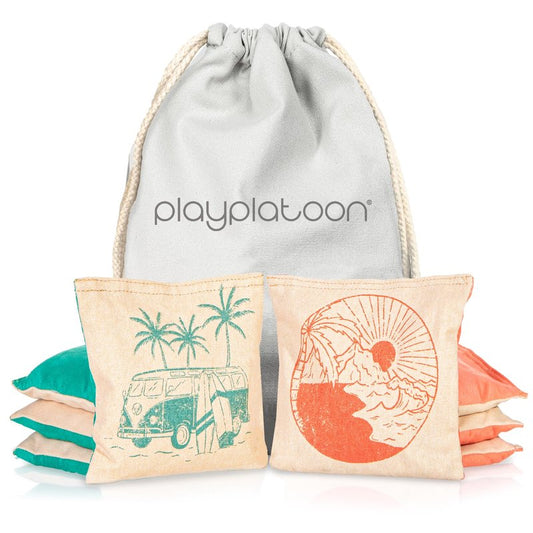 Play Platoon Professional Cornhole Bags - Set of 8 Regulation All Weather Double Sided - Sticky/Slick Side Bean Bags for Pro Corn Hole Game, Slick Duck Canvas & Sticky Suede