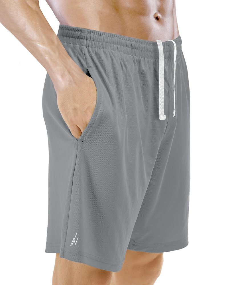 NY Threads 5 Pack Men's Athletic Shorts Quick Dry Loose-Fit Lightweight Running Workout Gym Shorts with Pockets, Large, Black/Black/Navy/Dark Grey/Medium Grey