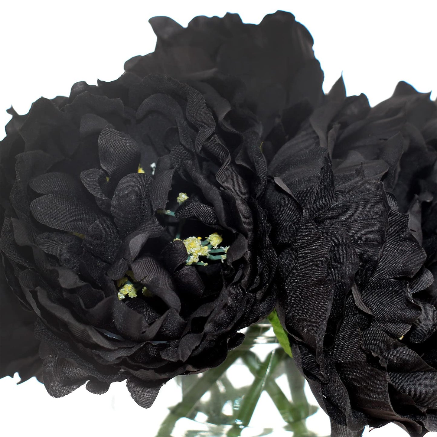 Tinsow Artificial Peony for Home Decoration, 5 Pcs Faux Black Peonies Flowers for Halloween Decoration, Silk Flowers Bouquet,(Black, 5)